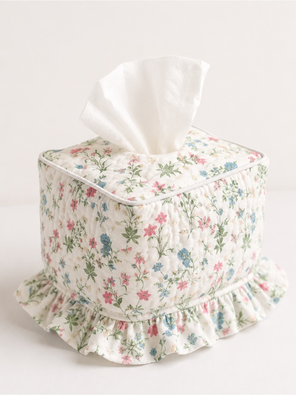 Cotton Ditsy Floral Small Tissue Box Cover Cottagecore Girly Home Accessory